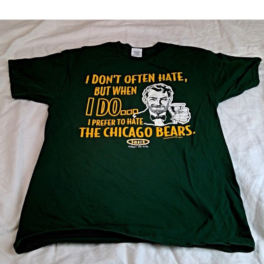 Smack Apparel Green Bay Packers Tee Medium Anti-Chicago Bears NFL Dos Equis